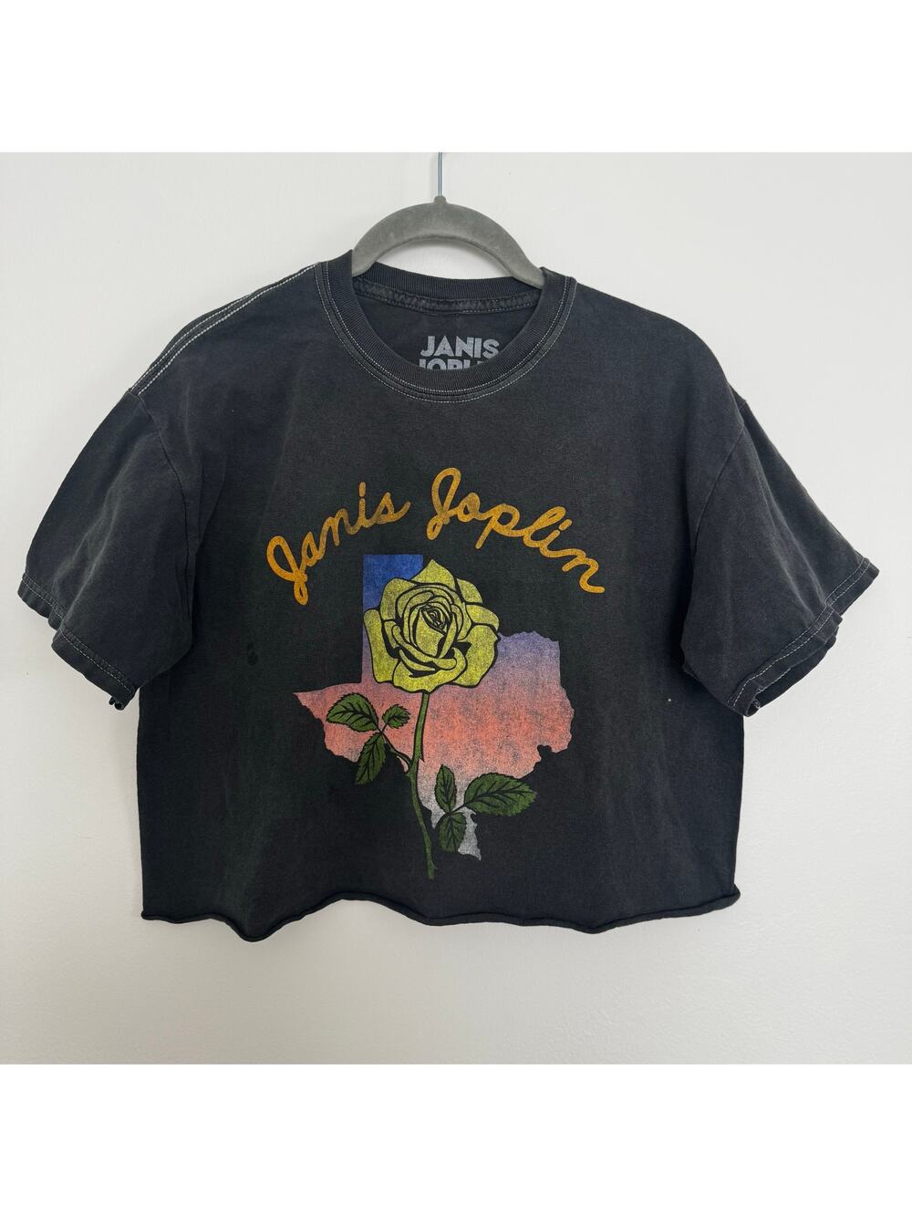 Janis Joplin Goodie Two Sleeves Vintage-Style Janis Joplin Cropped Graphic Tee